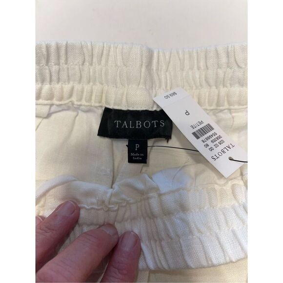 TALBOTS Womens White Linen Black Embroidered‎ Shorts Size P Petites NEW - Picture 3 of 6